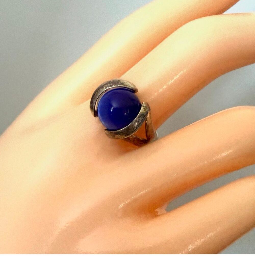 Vintage 925 Sterling Silver Interchangeable Cat’s Eye Ring 8 Colors
